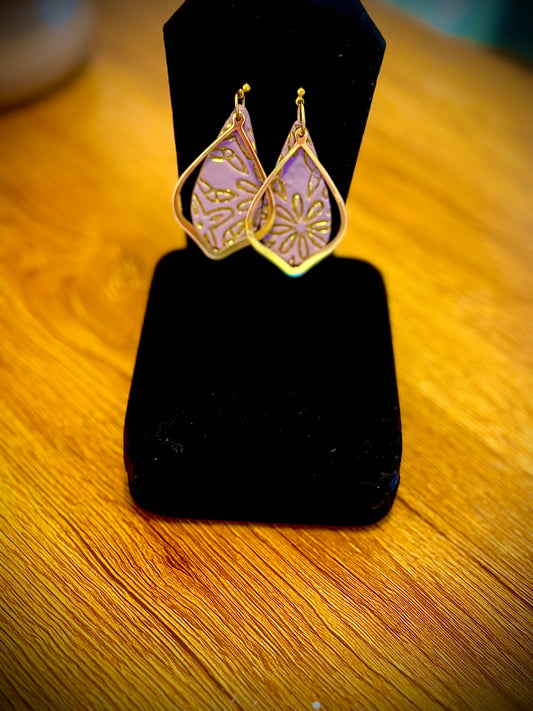 Gold findings with purple clay