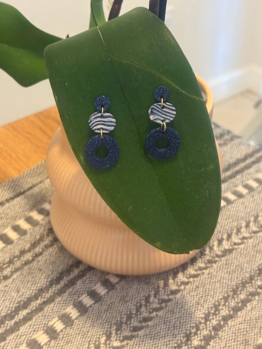 Navy, white and a splash or orange