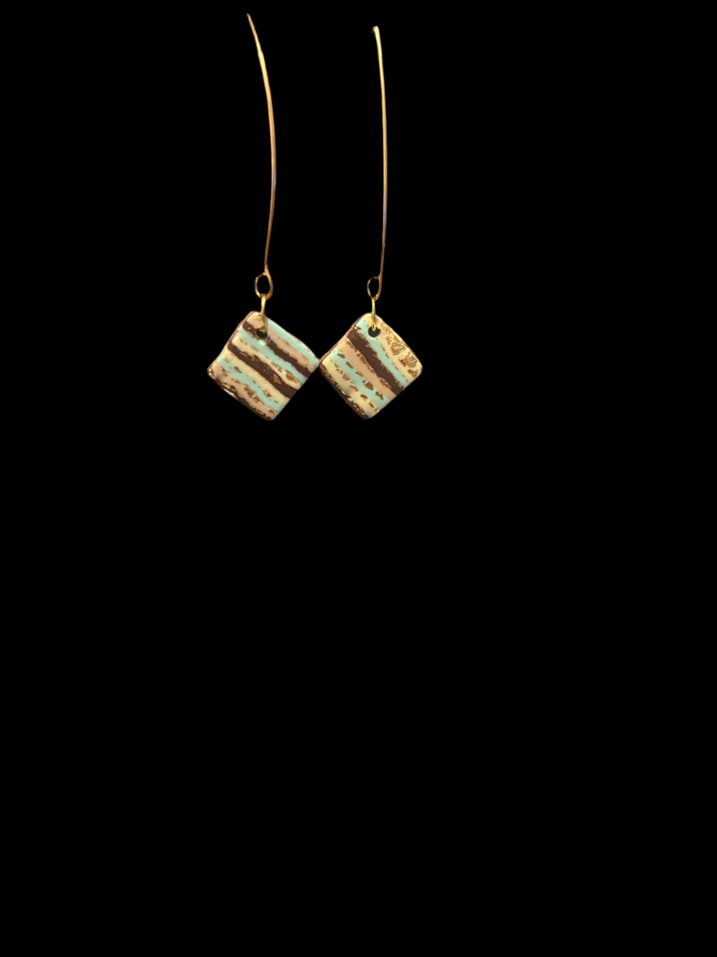 Turquoise striped block dangles
