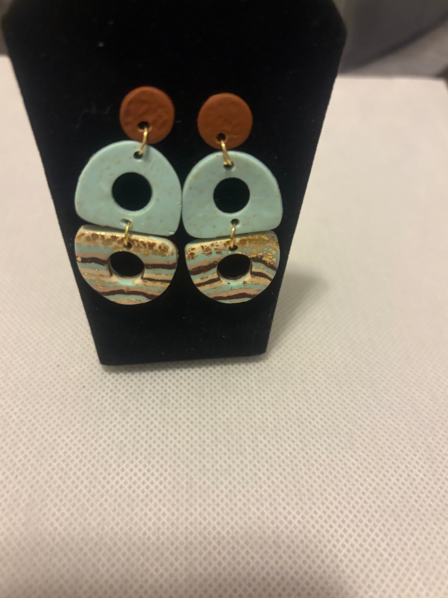 Turquoise half circle cutout dangles