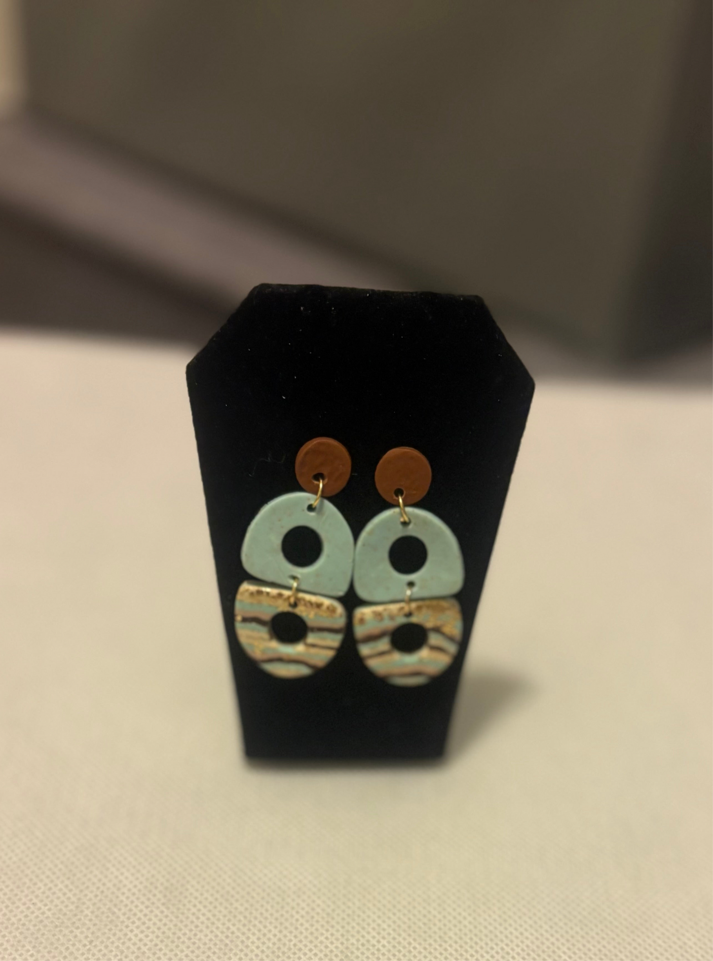 Turquoise half circle cutout dangles