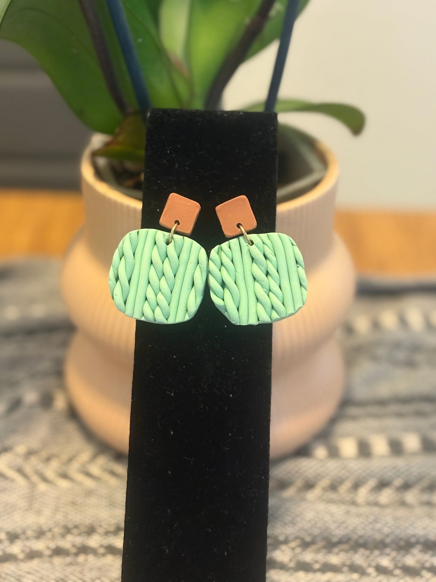 Woven clay earrings